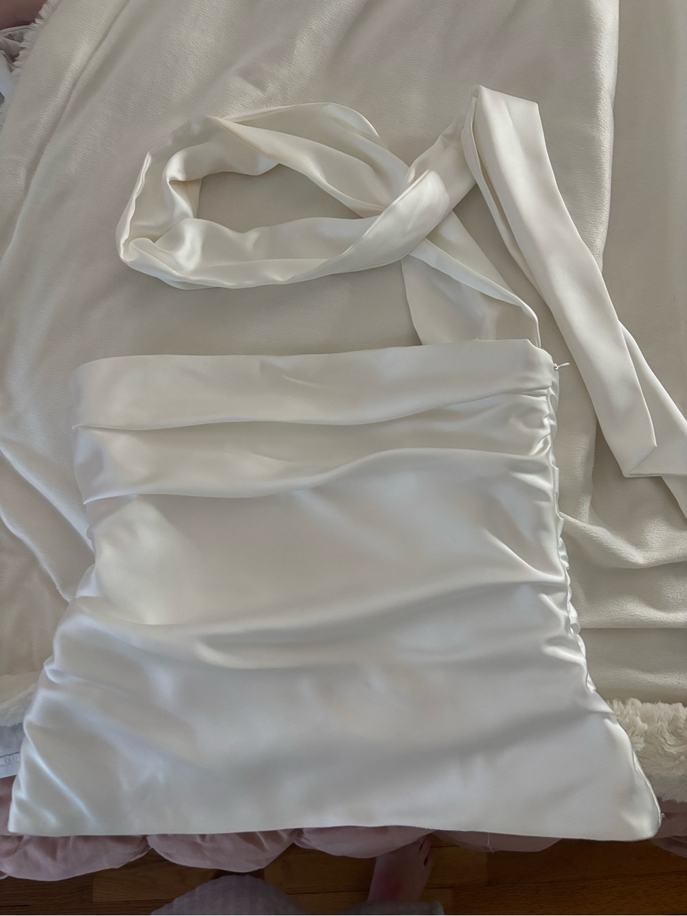 Zara Satin White Scarf Top